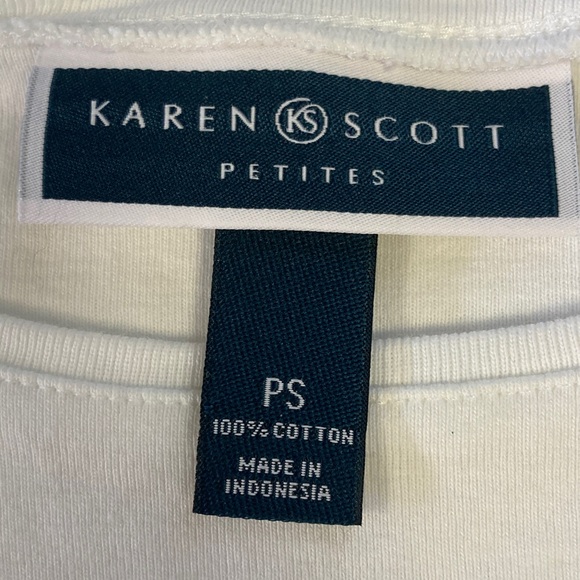 Karen Scott Cream and White Sleeveless Tops - Picture 3 of 5